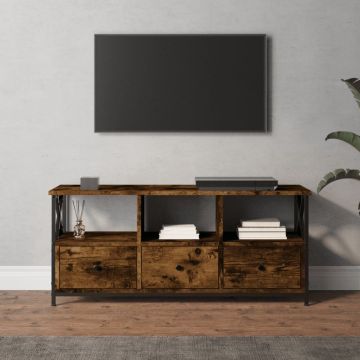 vidaXL Tv-meubel 102x33x45 cm bewerkt hout en ijzer gerookt eikenkleur