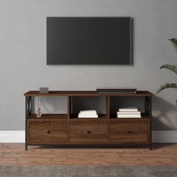 vidaXL Tv-meubel 102x33x45 cm bewerkt hout en ijzer bruineikenkleurig