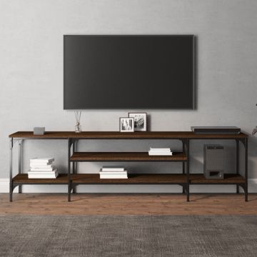 vidaXL Tv-meubel 161x35x45 cm bewerkt hout en ijzer bruineikenkleurig