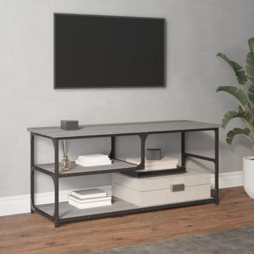 vidaXL Tv-meubel 103x38x46,5 cm en bewerkt hout staal grijs sonoma