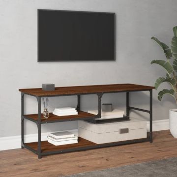 vidaXL Tv-meubel 103x38x46,5 cm bewerkt hout staal bruineikenkleurig