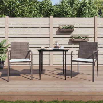 vidaXL Tuinstoelen 2 st met kussens 56x59x84 cm poly rattan bruin