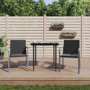 vidaXL Tuinstoelen 2 st met kussens 56x59x84 cm poly rattan zwart