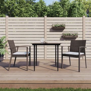 vidaXL Tuinstoelen 2 st met kussens 56,5x57x83 cm poly rattan bruin