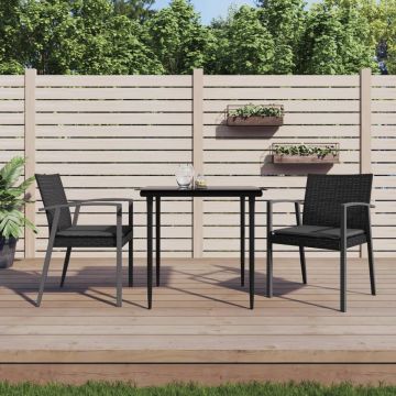 vidaXL Tuinstoelen 2 st met kussens 56,5x57x83 cm poly rattan zwart