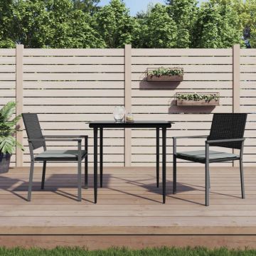 vidaXL Tuinstoelen 2 st met kussens 54x62,5x89 cm poly rattan zwart