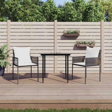 vidaXL Tuinstoelen 2 st met kussens 54x61x83 cm poly rattan bruin