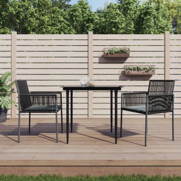 vidaXL Tuinstoelen 2 st met kussens 54x60,5x83,5 cm poly rattan zwart