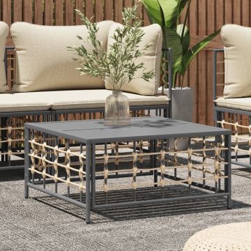 vidaXL Tuintafel 70x70x34 cm poly rattan antracietkleurig