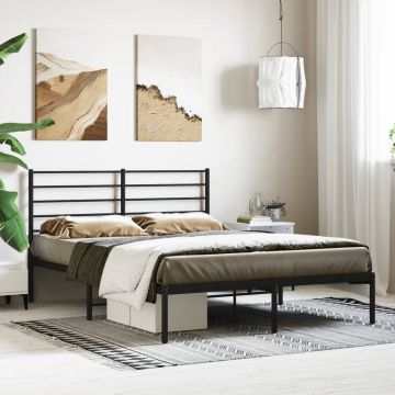 vidaXL Bedframe met hoofdbord metaal zwart 120x190 cm