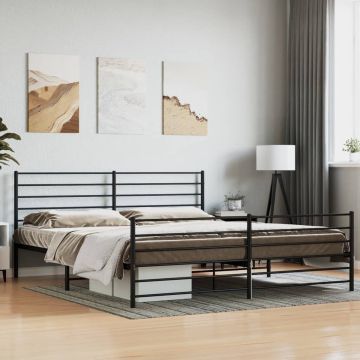 vidaXL Bedframe met hoofd- en voeteneinde metaal zwart 180x200 cm