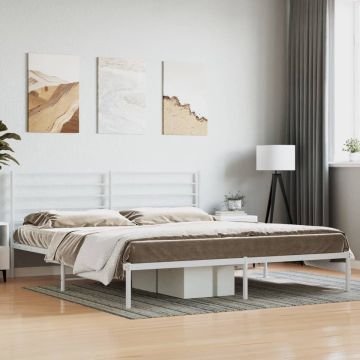 vidaXL Bedframe met hoofdbord metaal wit 180x200 cm