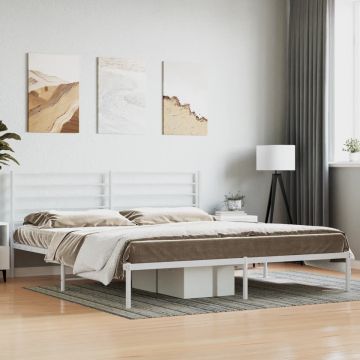 vidaXL Bedframe met hoofdbord metaal wit 183x213 cm