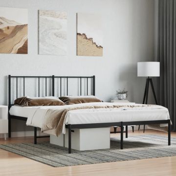 vidaXL Bedframe met hoofdbord metaal zwart 120x190 cm