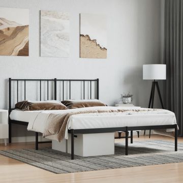 vidaXL Bedframe met hoofdbord metaal zwart 140x190 cm