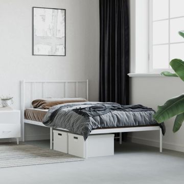 vidaXL Bedframe met hoofdbord metaal wit 80x200 cm