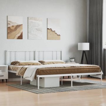 vidaXL Bedframe met hoofdbord metaal wit 180x200 cm