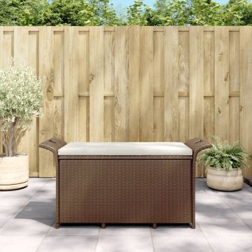 vidaXL Tuinbank met kussen 116x46x57 cm poly rattan bruin