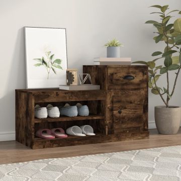 vidaXL Schoenenkast 100x42x60 cm bewerkt hout gerookt eikenkleurig