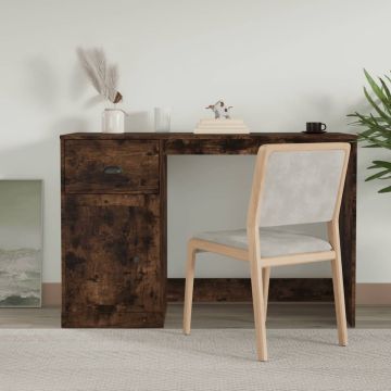 vidaXL Bureau met lade 115x50x75 cm bewerkt hout gerookt eikenkleurig