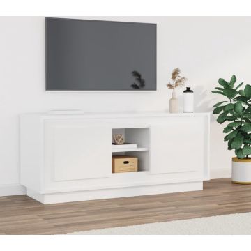 vidaXL Tv-meubel 102x35x45 cm bewerkt hout hoogglans wit