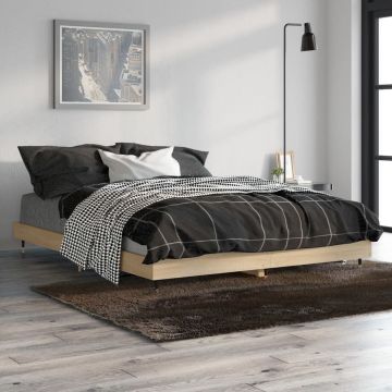 vidaXL Bedframe bewerkt hout sonoma eikenkleurig 90x190 cm