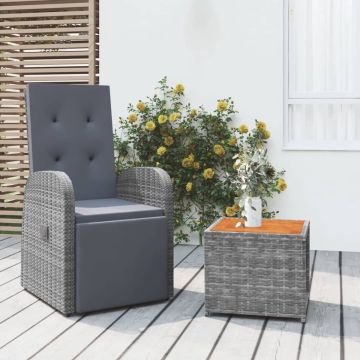 vidaXL 2-delige Loungeset poly rattan en massief acaciahout grijs