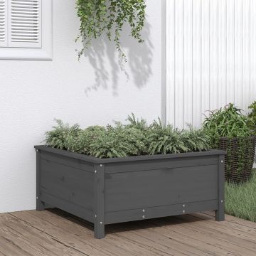 vidaXL-Plantenbak-82,5x82,5x39-cm-massief-grenenhout-grijs