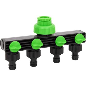 vidaXL-Kraanadapter-4-wegs-19,5x6x11-cm-ABS-&amp;-PP-groen-en-zwart