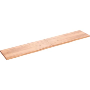 vidaXL Wandschap 220x40x4 cm behandeld massief eikenhout lichtbruin