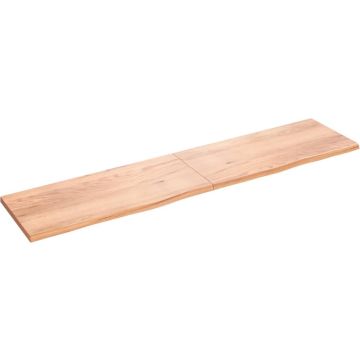 vidaXL Wandschap 220x50x4 cm behandeld massief eikenhout lichtbruin