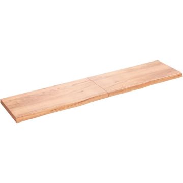 vidaXL Wandschap 220x50x6 cm behandeld massief eikenhout lichtbruin