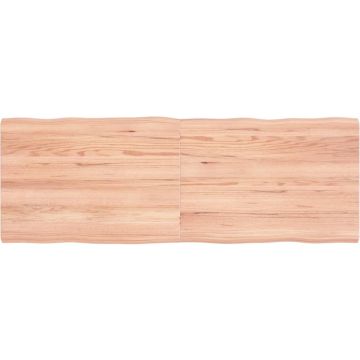 vidaXL Tafelblad natuurlijke rand 140x50x4 cm eikenhout lichtbruin