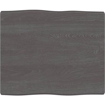 vidaXL Tafelblad natuurlijke rand 60x50x4 cm eikenhout donkerbruin