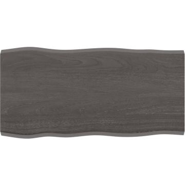 vidaXL Tafelblad natuurlijke rand 80x40x2 cm eikenhout donkerbruin