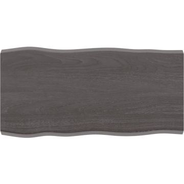 vidaXL Tafelblad natuurlijke rand 80x40x4 cm eikenhout donkerbruin