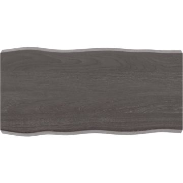 vidaXL Tafelblad natuurlijke rand 80x40x6 cm eikenhout donkerbruin