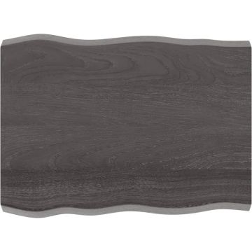 vidaXL Tafelblad natuurlijke rand 80x60x6 cm eikenhout donkerbruin