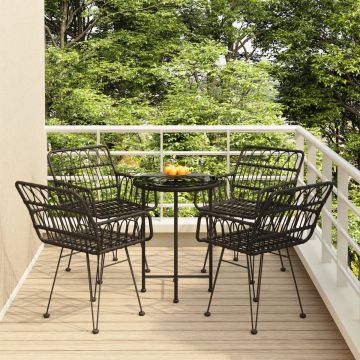 vidaXL 5-delige Tuinset poly rattan zwart