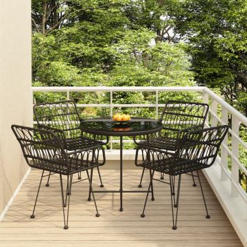 vidaXL 5-delige Tuinset poly rattan zwart