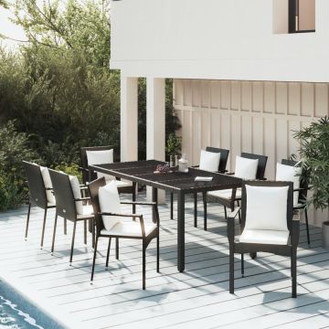 vidaXL 9-delige Loungeset met kussens poly rattan zwart