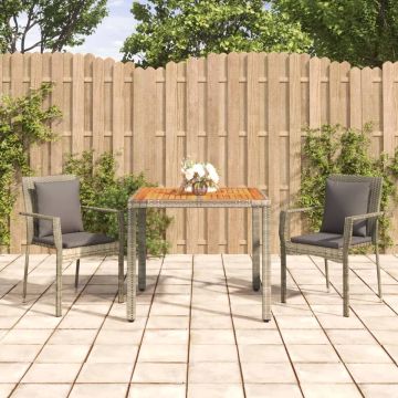 vidaXL 3-delige Tuinset met kussens poly rattan grijs