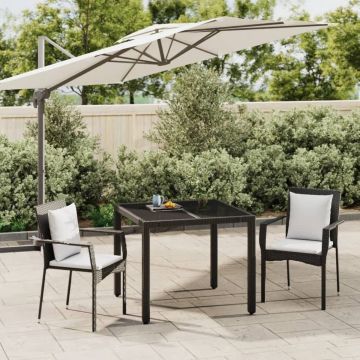 vidaXL 3-delige Tuinset met kussens poly rattan zwart