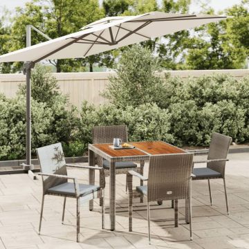 vidaXL 5-delige Tuinset met kussens poly rattan grijs