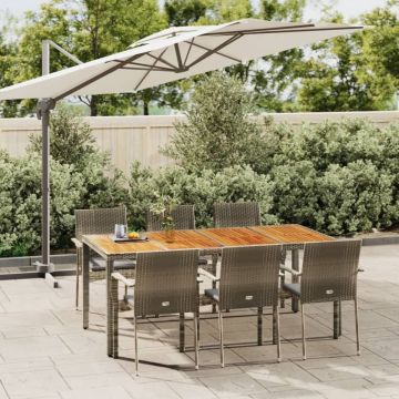 vidaXL 7-delige Tuinset met kussens poly rattan grijs