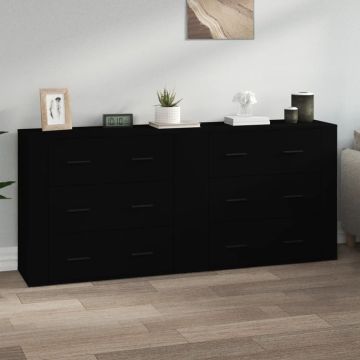 vidaXL Dressoirs 2 st bewerkt hout zwart