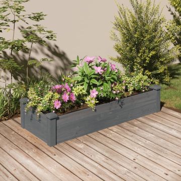 vidaXL-Plantenbak-verhoogd-met-voering-120x45x25-cm-vurenhout-grijs