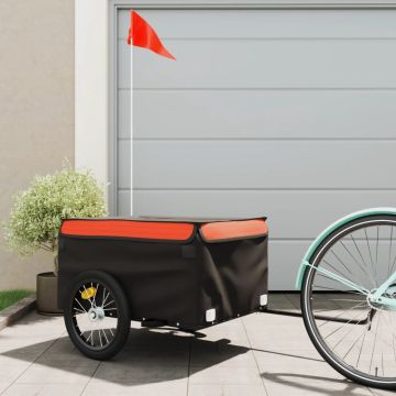 vidaXL Fietskar 45 kg ijzer zwart en oranje