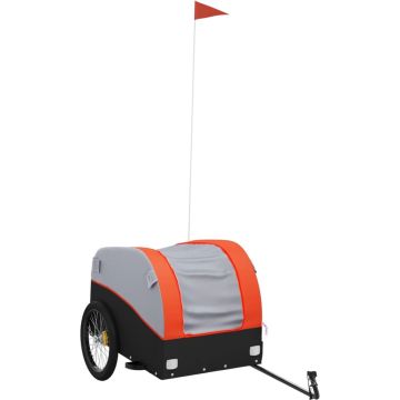 vidaXL-Fietskar-45-kg-ijzer-zwart-en-oranje