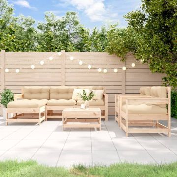 vidaXL 7-delige Loungeset met kussens massief teak